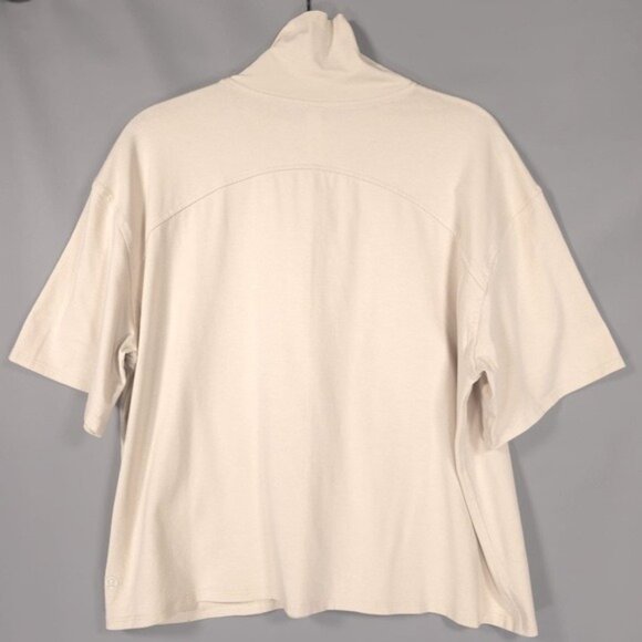 Lululemon Relaxed Fit LINEN Blend Turtleneck Top Size 8 Natural Ivory W3FZES - Picture 5 of 10